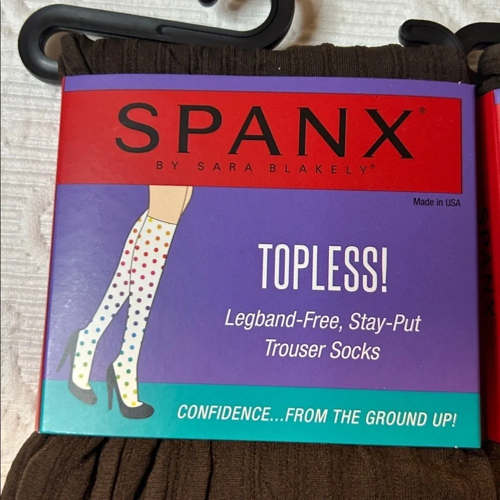 SPANX Topless stay put Dress Socks.NEW Trouser Socks. Brown Ribbed. Regular size